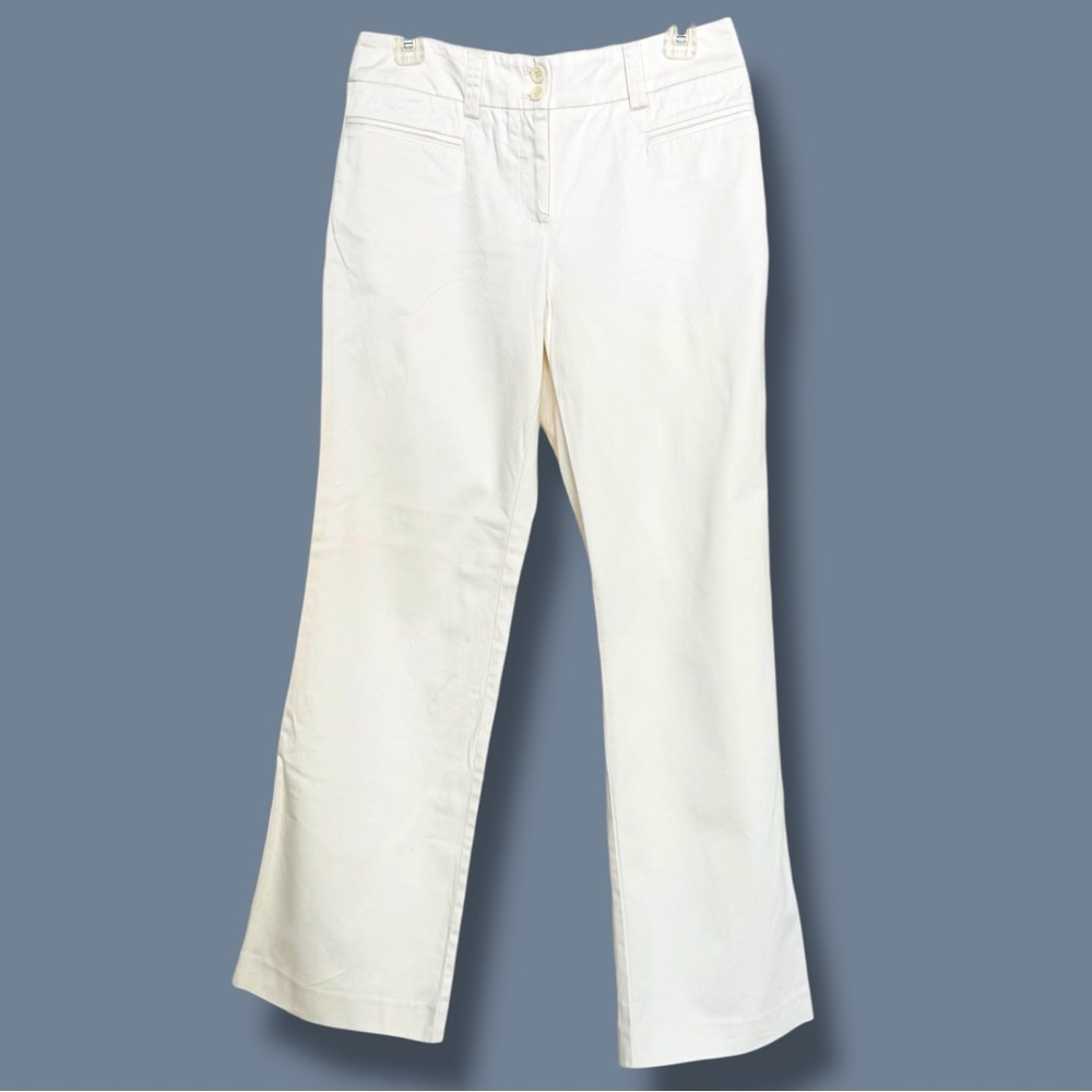 New York & Company Size 4 Cotton/Spandex White Straight Leg Pants